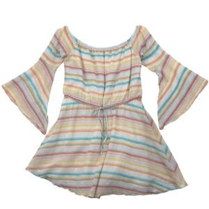 Lovers & Friends Stay Dress XL Spring Rainbow Mini Off the Shoulder Summer Cute